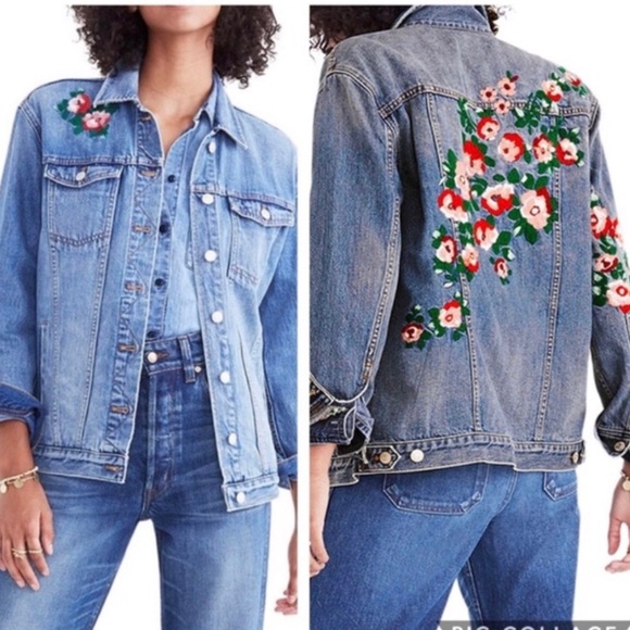 Madewell Jackets & Blazers - Madewell Rose Embroidered Denim Jean Jacket